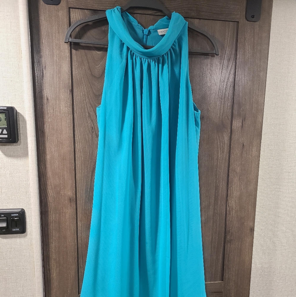 Eve Mendes mock neck tie dress